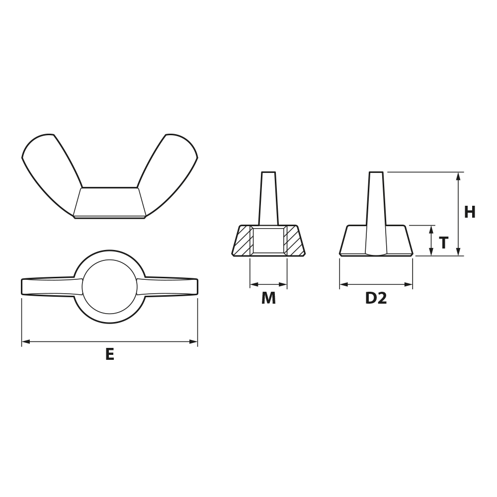 M6 DIN 315 Flügelmutter A2 Edelstahl gal Zn M 6,0