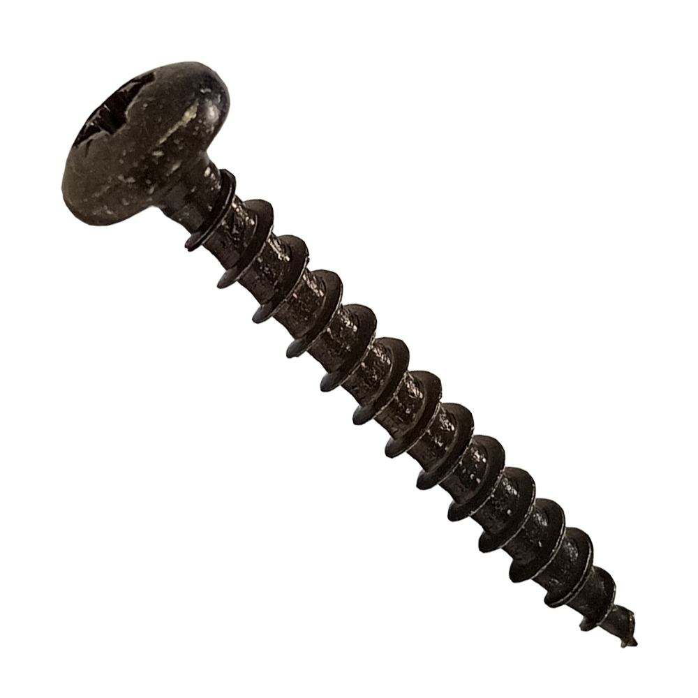 Black zinc plated chipboard screw PZ DIN 7505-B