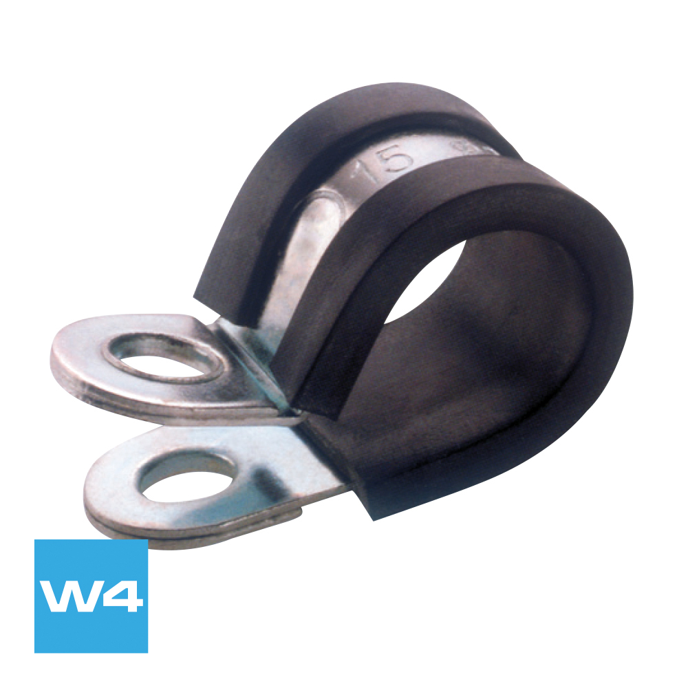 rubber lined p-clip - DIN 3016 - stainless steel aisi 304 W4