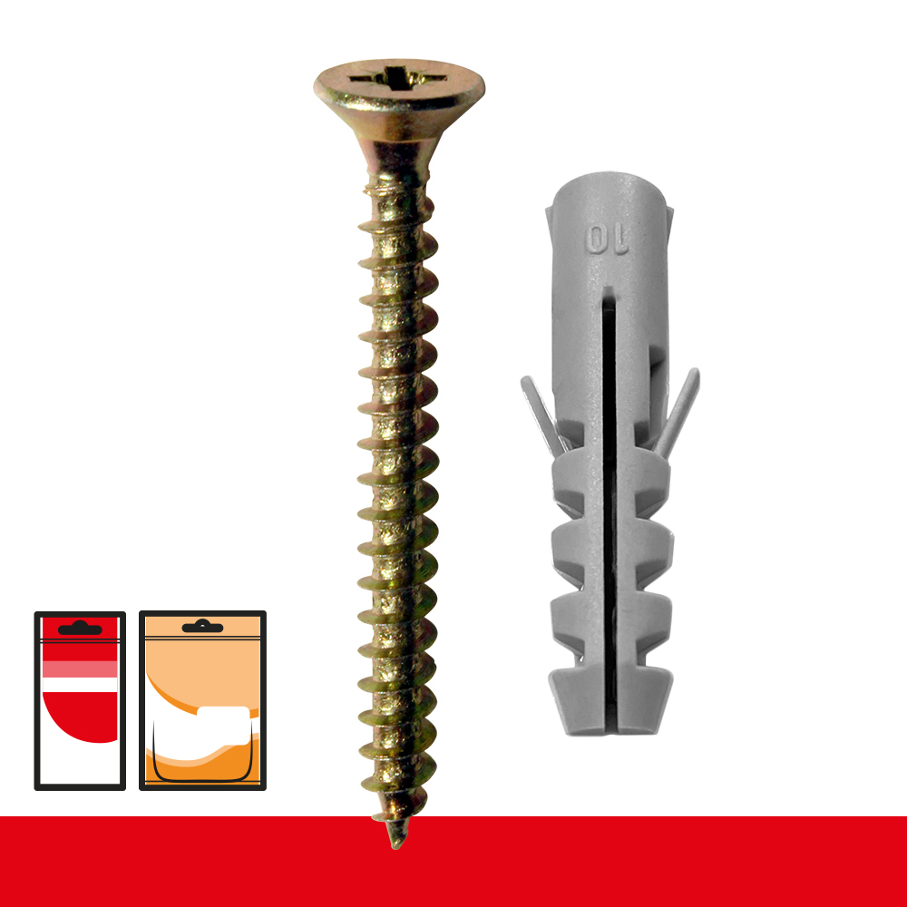 Vis à Bois pz Bichromaté + Cheville nylon