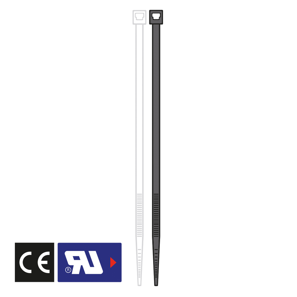 colliers de serrage en nylon, blanc et noir