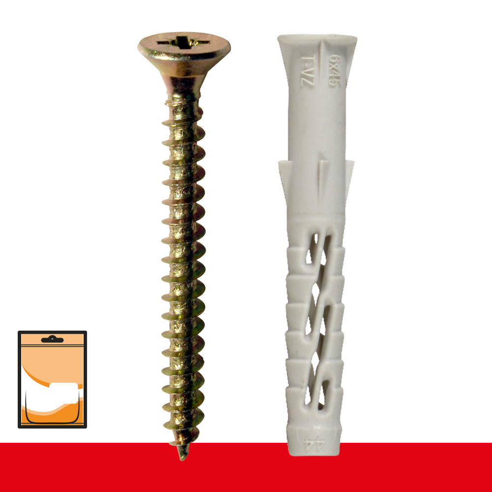 Vis à Bois pz Bichromaté + Cheville nylon VZ