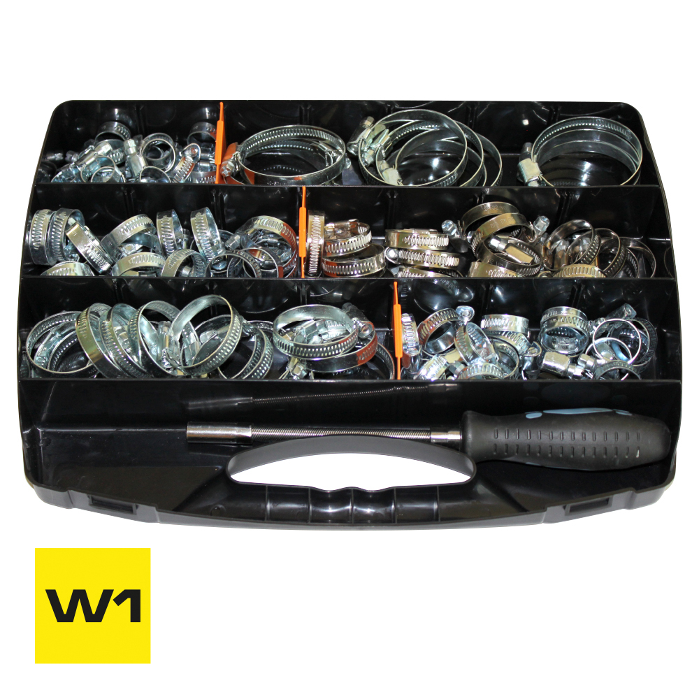 worm hose clamps briefcase - 9mm zinc plated W1