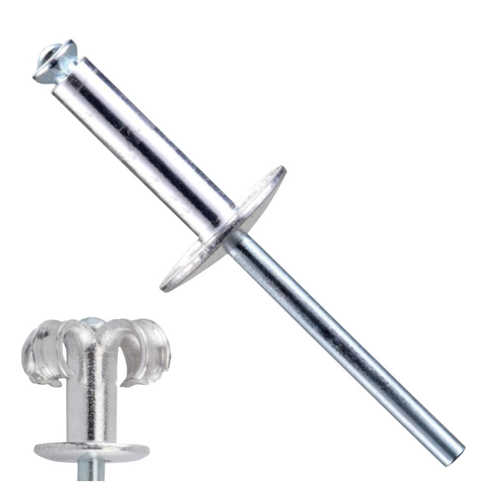 rivet tubulaire eclate tête large aluminium / acier