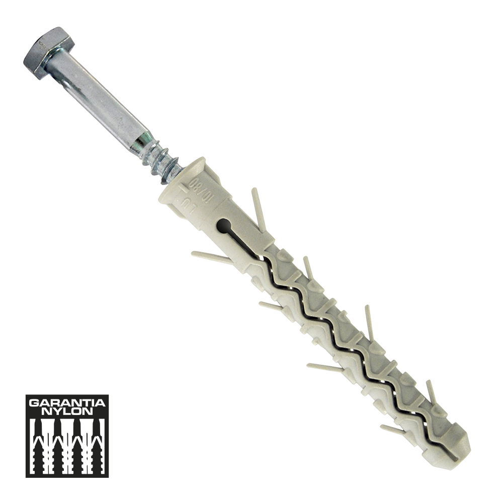 extended nylon anchor with six wings and screw DIN 571